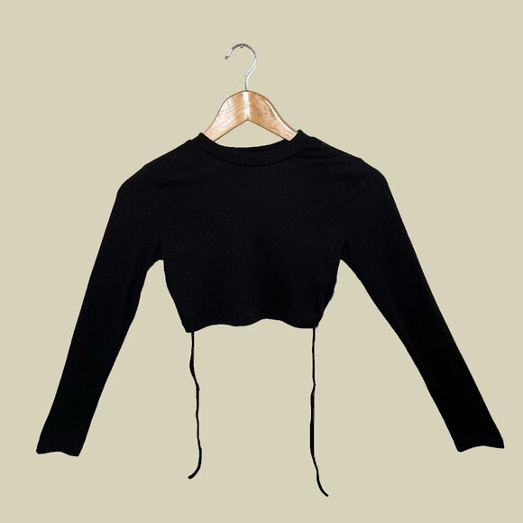 Open Back Black Crop Top - Picture 1 of 2